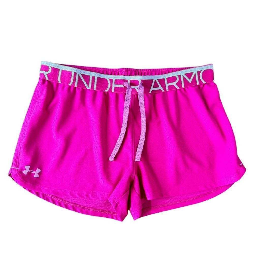 Under Armour Girls Pink Play Up Twist Loose Fit Athletic Shorts. YXL. Youth XL.